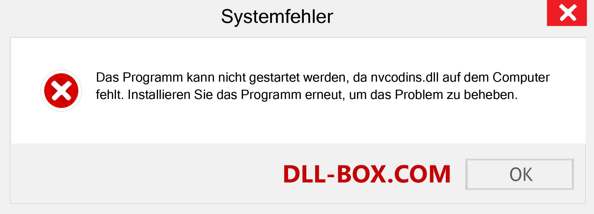 nvcodins.dll-Datei fehlt?. Download für Windows 7, 8, 10 - Fix nvcodins dll Missing Error unter Windows, Fotos, Bildern