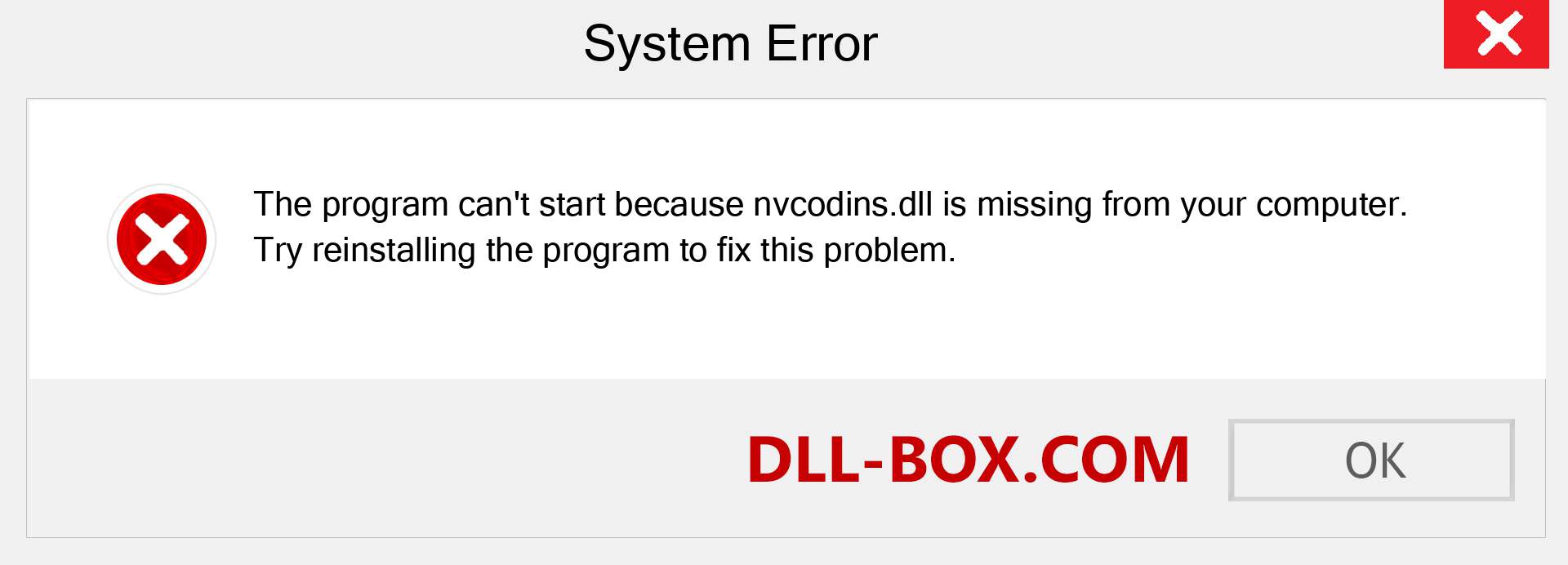  nvcodins.dll file is missing?. Download for Windows 7, 8, 10 - Fix  nvcodins dll Missing Error on Windows, photos, images